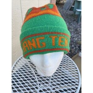 Vtg 80’s Hang Ten Winter Hat Beanie Snowboarding Green Orange VHTF